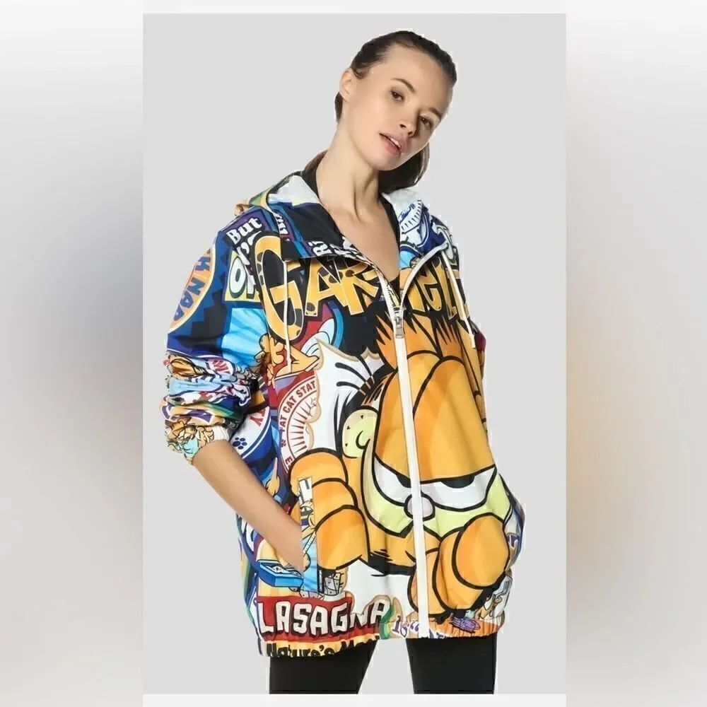 Members Only Garfield Windbreaker Oversized Jacket Women Size S